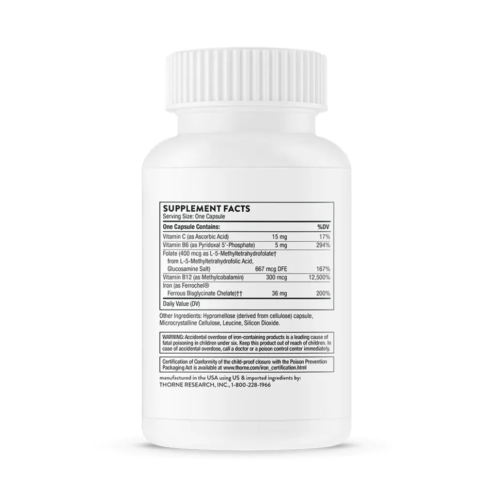 Thorne Ferrasorb 60 caps supplement facts