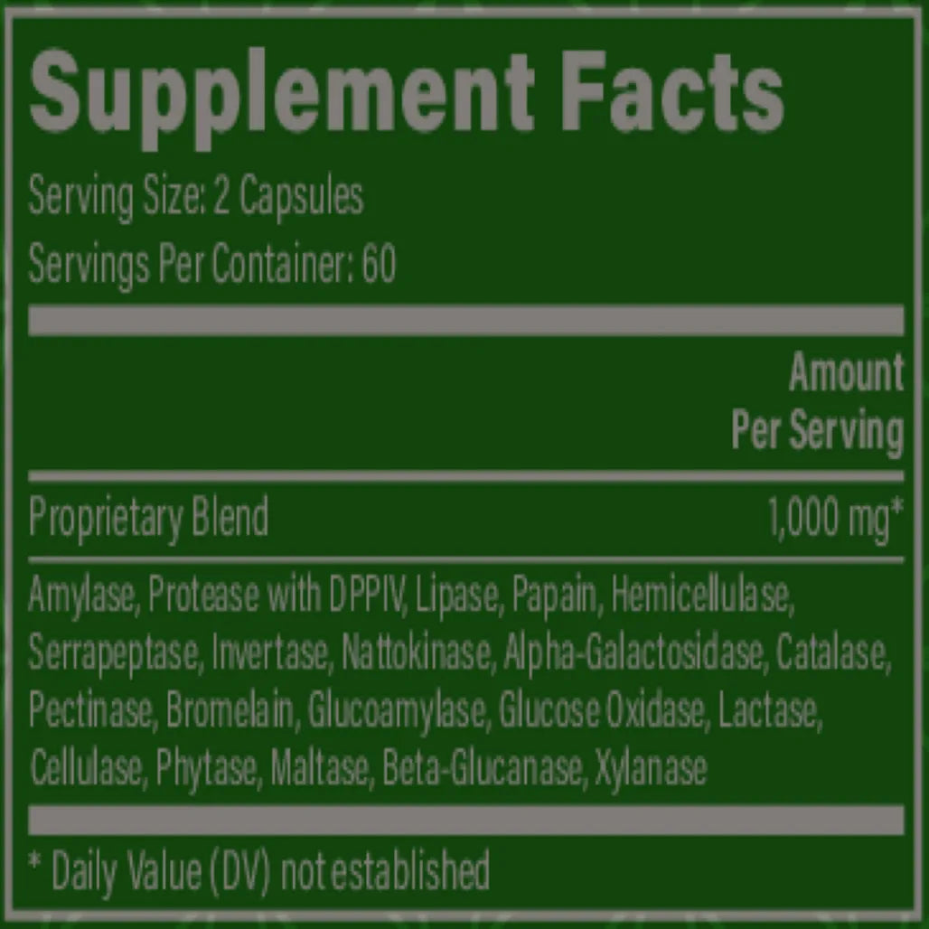 Global Healing Ultimate Enzymes Supplement Facts