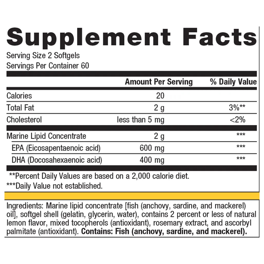 Metagenics OmegaGenics EPA-DHA 500 Lemon supplement ingredients