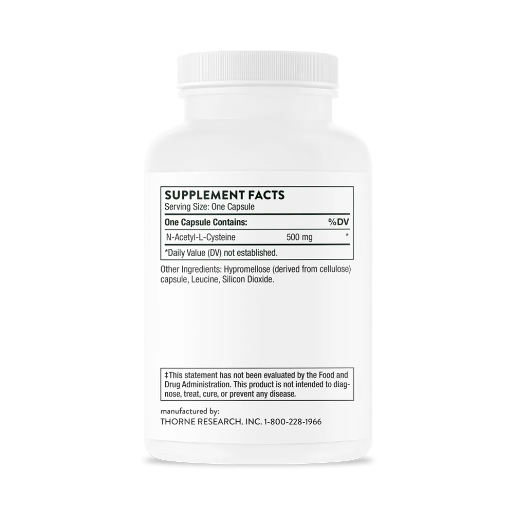 Thorne NAC 500 mg 90 caps supplement facts