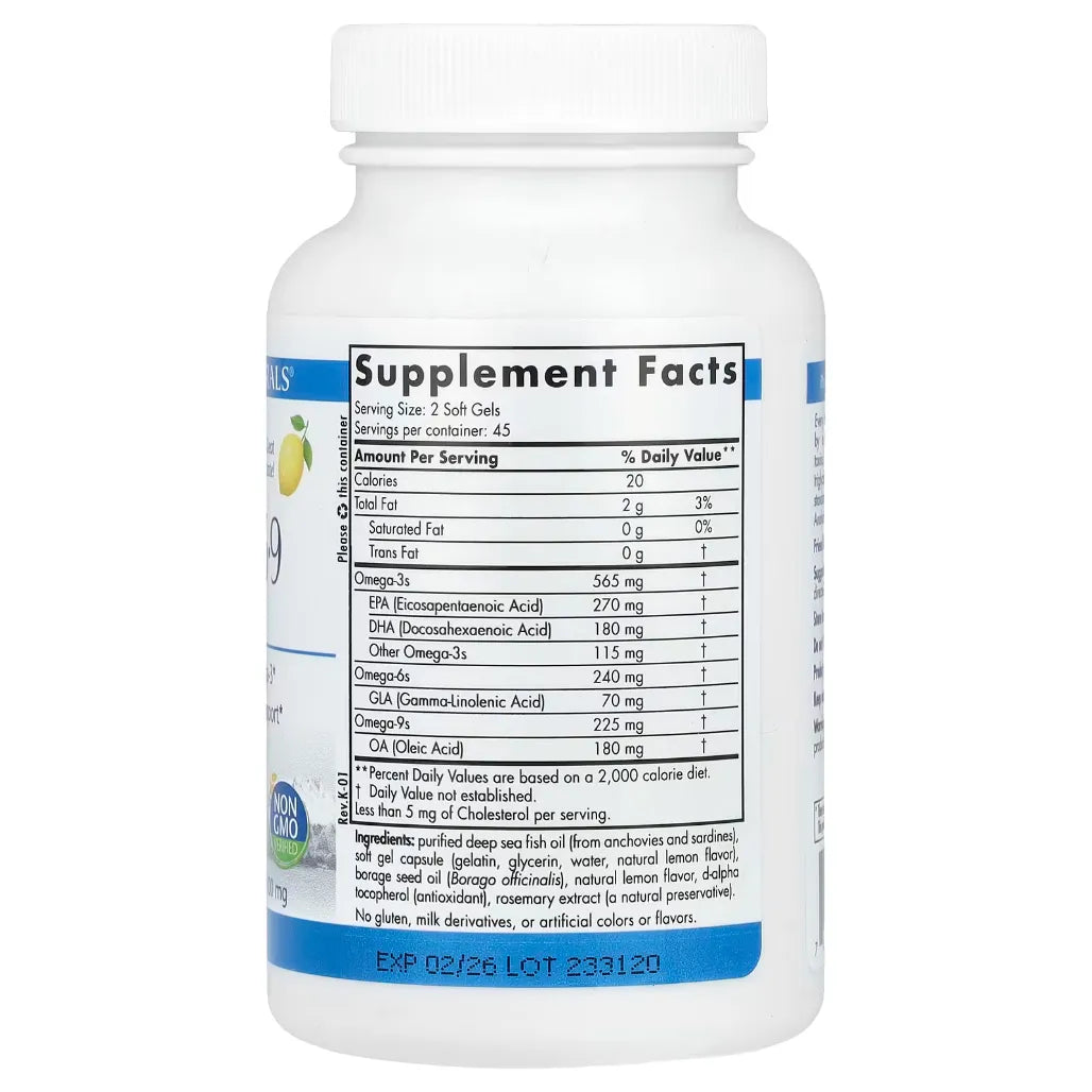 Ingredients of ProEFA-3.6.9 Dietary Supplement - Omega-3s565 mg, EPA 270 mg, DHA 180 mg
