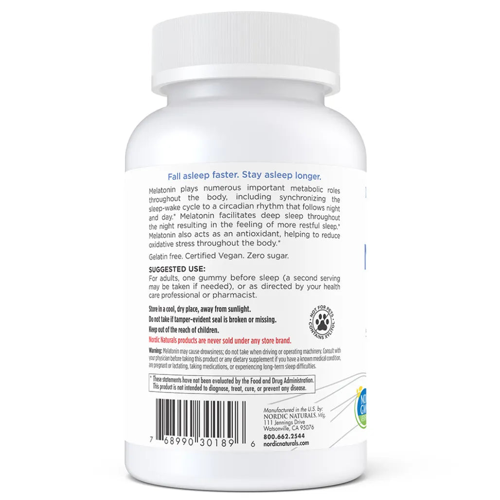 About Nordic Naturals Zero Sugar Melatonin Gummies - Flexible Dosing Options to Prevent Morning Drowsiness.
