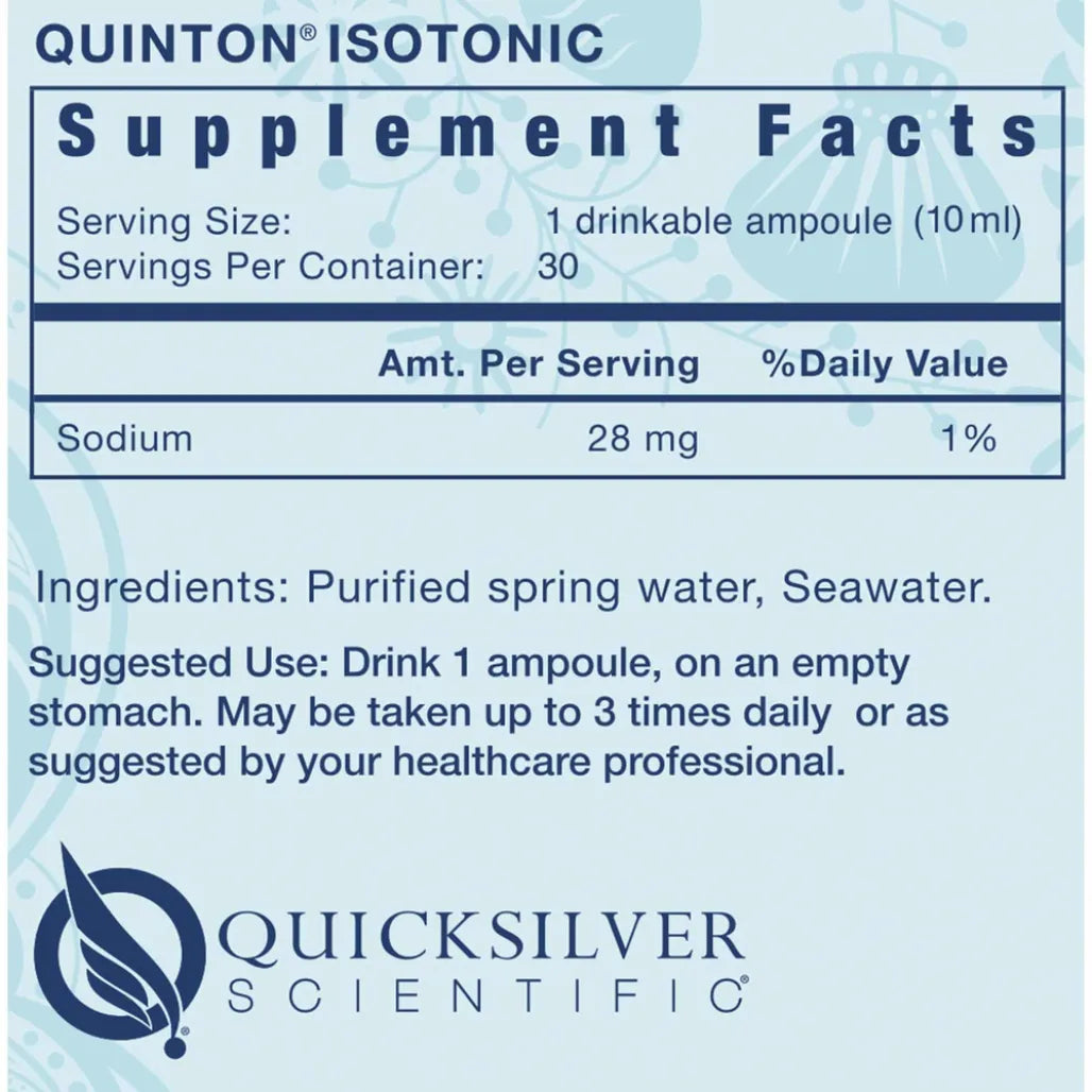 QuickSilver Scientific Original Quinton Isotonic Ingredients