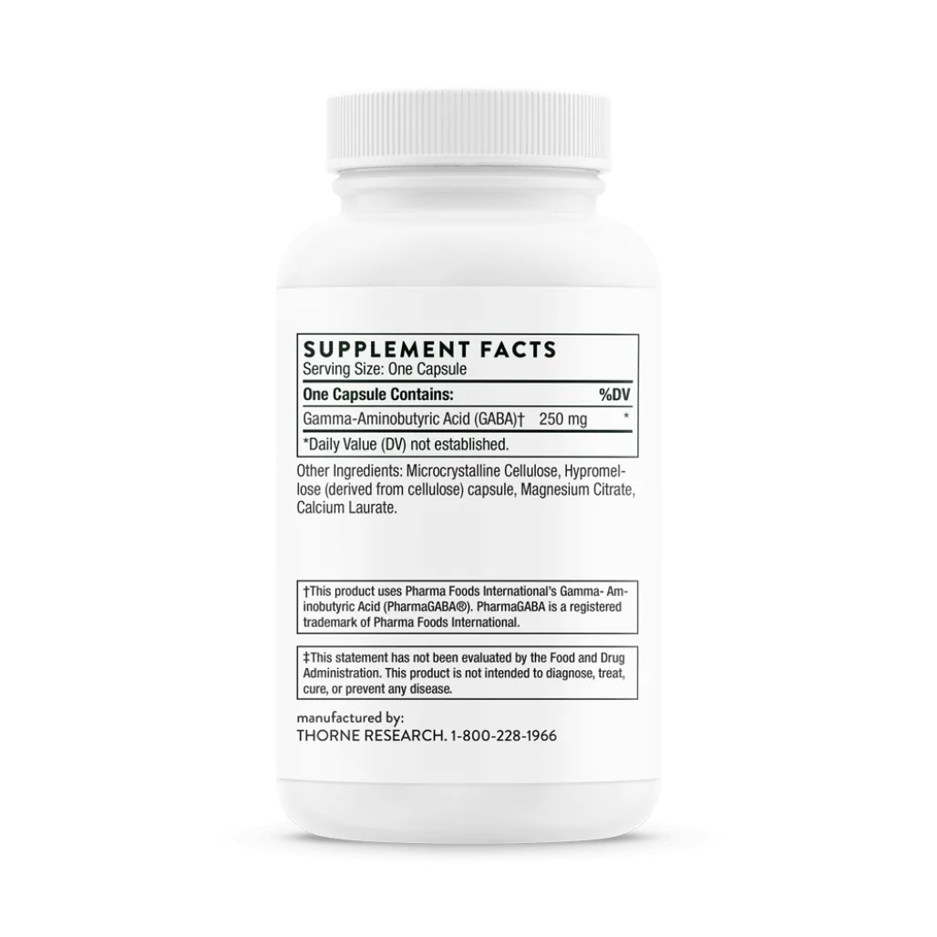 Thorne PharmaGABA-250 60 caps supplement facts