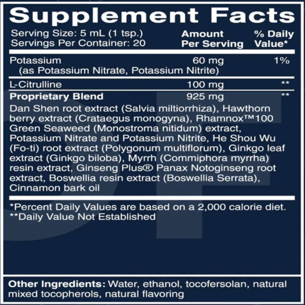 QuickSilver Scientific Cardio Elite NO and Vascular Support Formula supplements facts