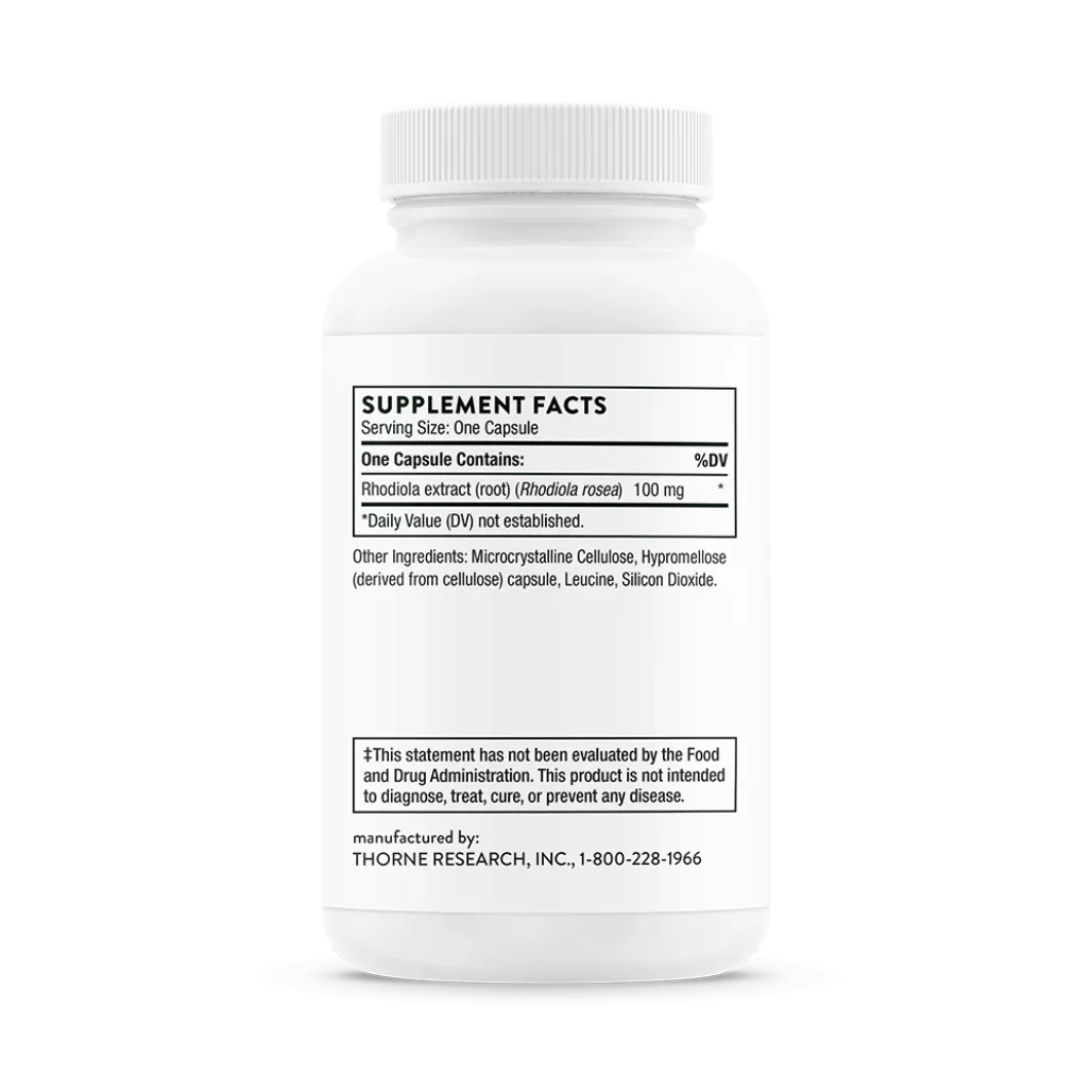 Thorne Rhodiola 60 caps supplement facts