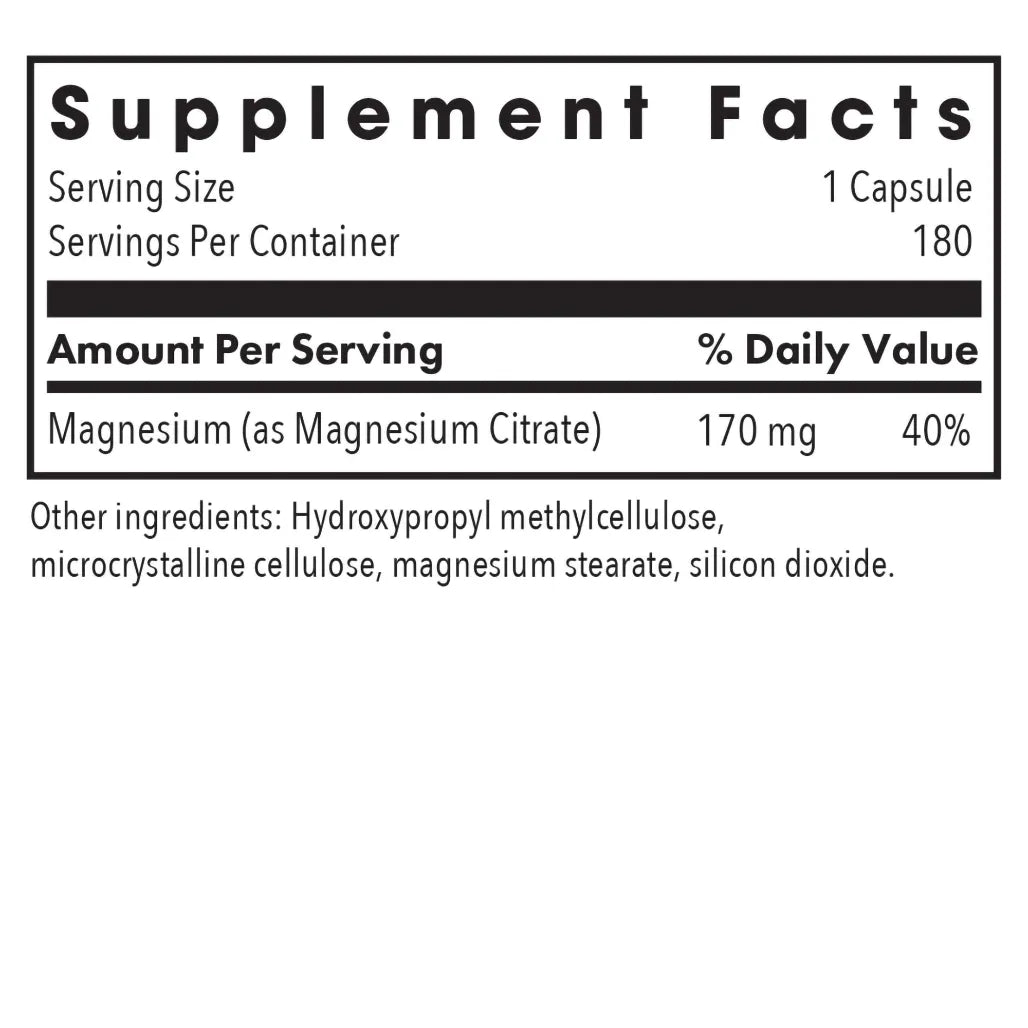 Allergy Research Group Magnesium Citrate - 180 Vegcaps