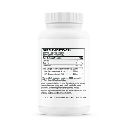 Thorne Advanced DHA 60 gelcaps supplement facts