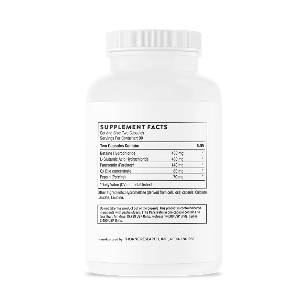 Thorne Advanced Digestive Enzymes 180 caps supplement facts