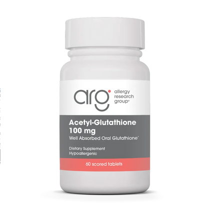 Allergy Research Group Acetyl-Glutathione 100 mg tabs label