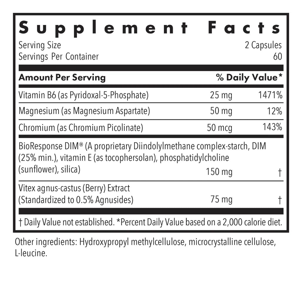 Allergy Research Group DIM Vitex PMS Formula vegcaps label
