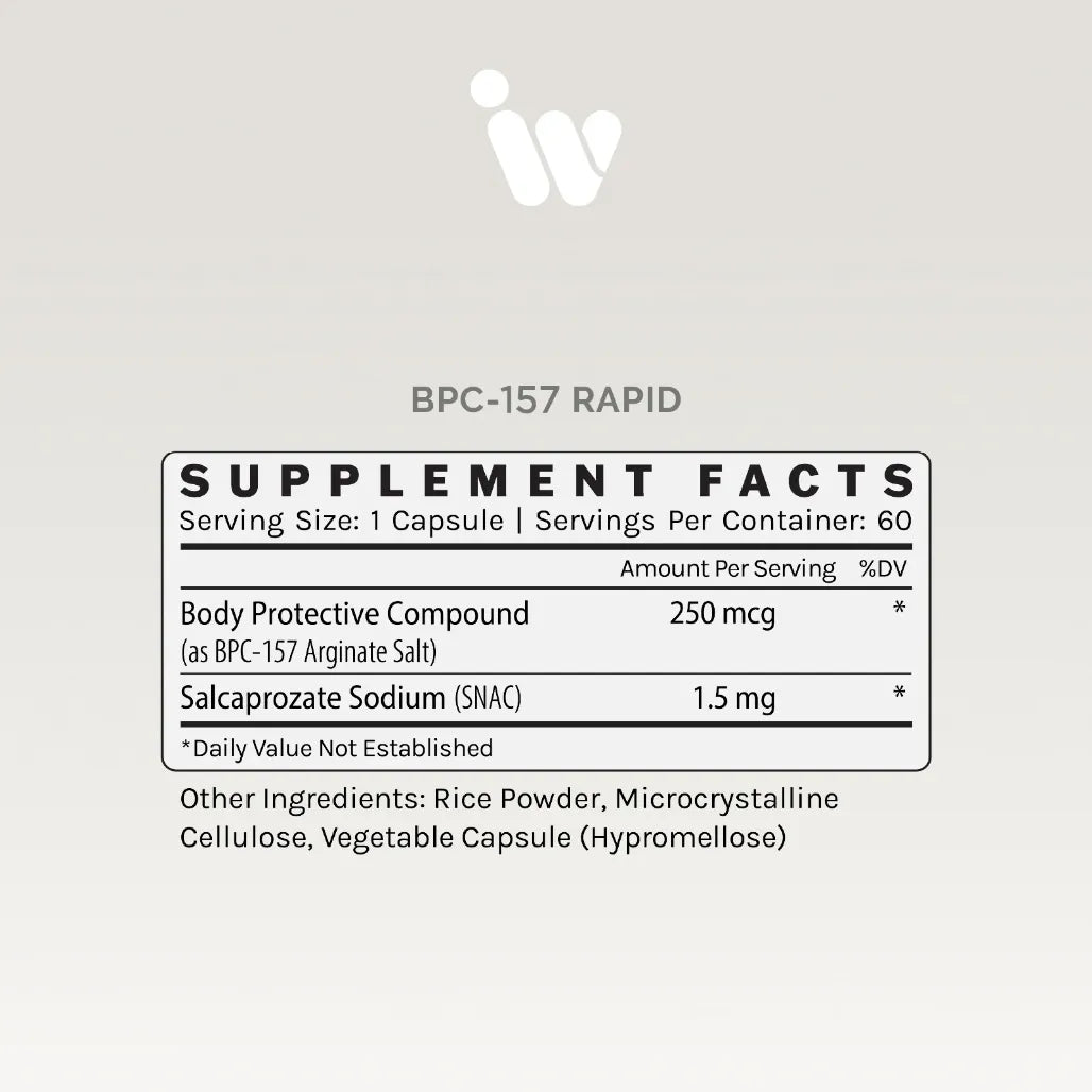 Infiniwell BPC 157 Rapid supplement facts