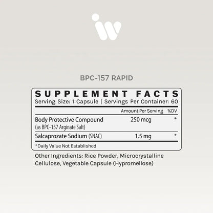 Infiniwell BPC 157 Rapid supplement facts