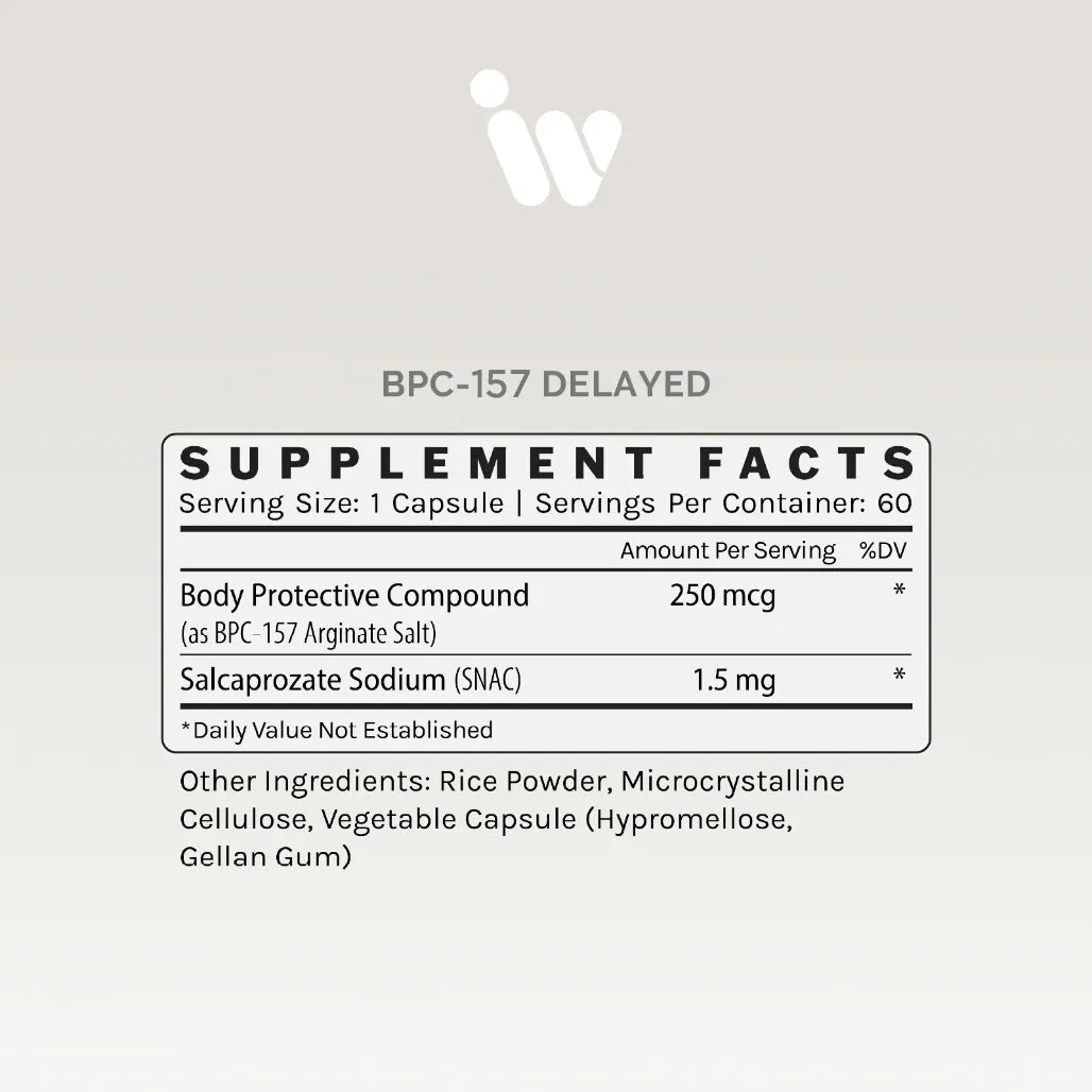 BPC-157 Delayed 250mcg Supplement Facts