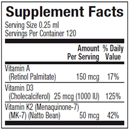 Vitamin K2, D3 & A Bioclinic Naturals