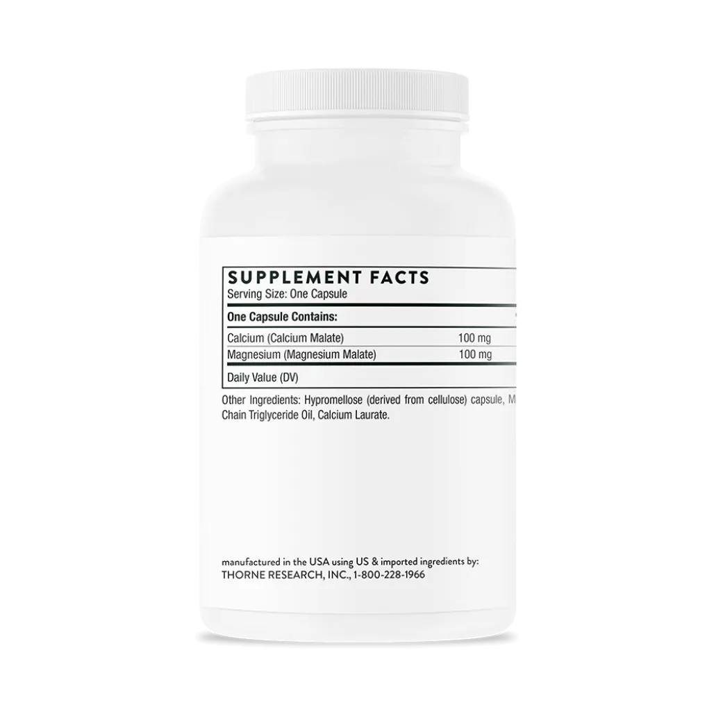 Thorne Calcium-Magnesium Malate 240 vegcaps supplement facts