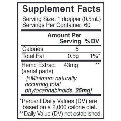 Ingredients of 50 mg Mint Chocolate - hemp extract, organic mint chocolate flavor oil