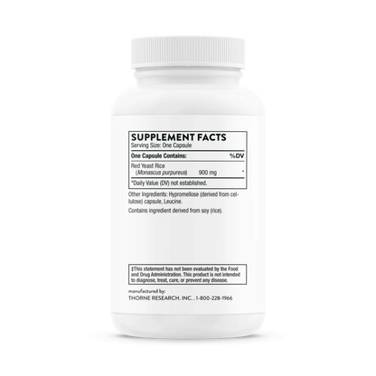 Thorne Choleast-900 Red Yeast Rice 120 caps supplement facts