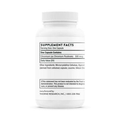 Thorne Chromium Picolinate 60 vegcaps supplement facts