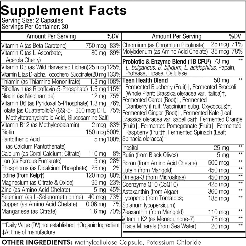 CodeAge Teens Fermented Multivitamin - Support Healthy Vision