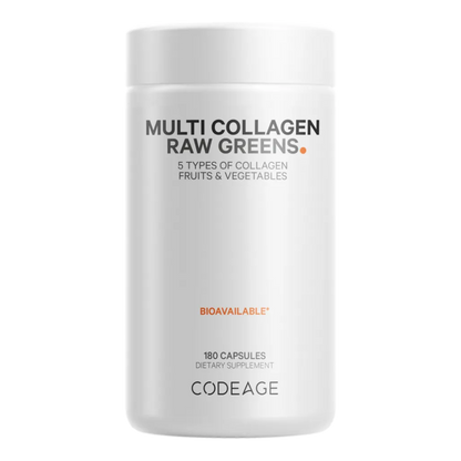 CodeAge Multi Collagen Raw Greens - Support Healthy Tendons, Ligaments and Muscles