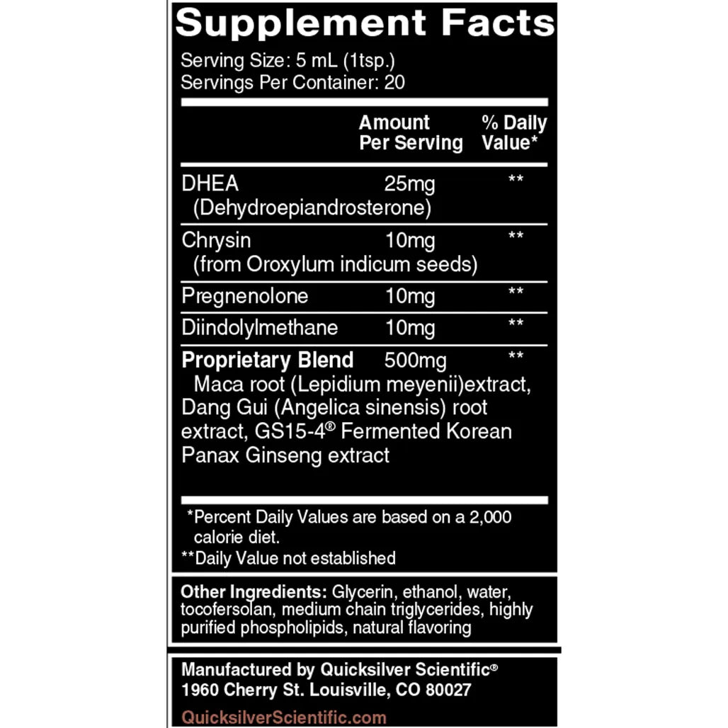 QuickSilver Scientific Core Hormone Support 100 ml supplements facts