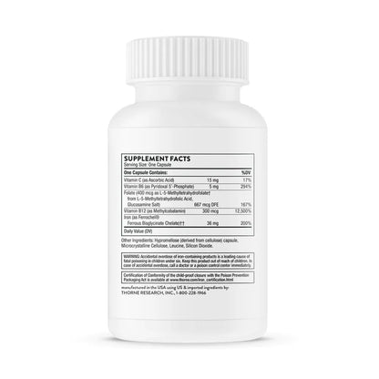 Thorne Ferrasorb 60 caps supplement facts