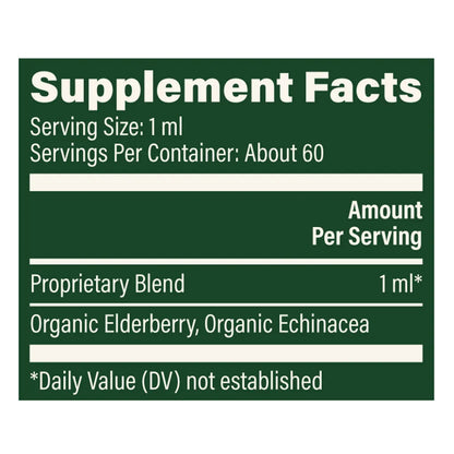 Global Healing Elderberry and Echinacea 2 oz Liquid Supplement Ingredients