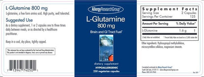Buy Allergy Research Group Glutamine 800 mg - 250 vegcaps