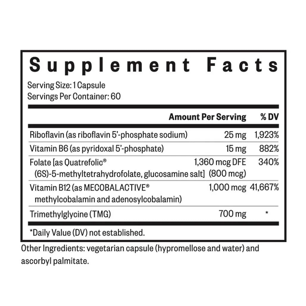 Homocysteine Nutrients (Formerly HomocysteX Plus) supplement facts