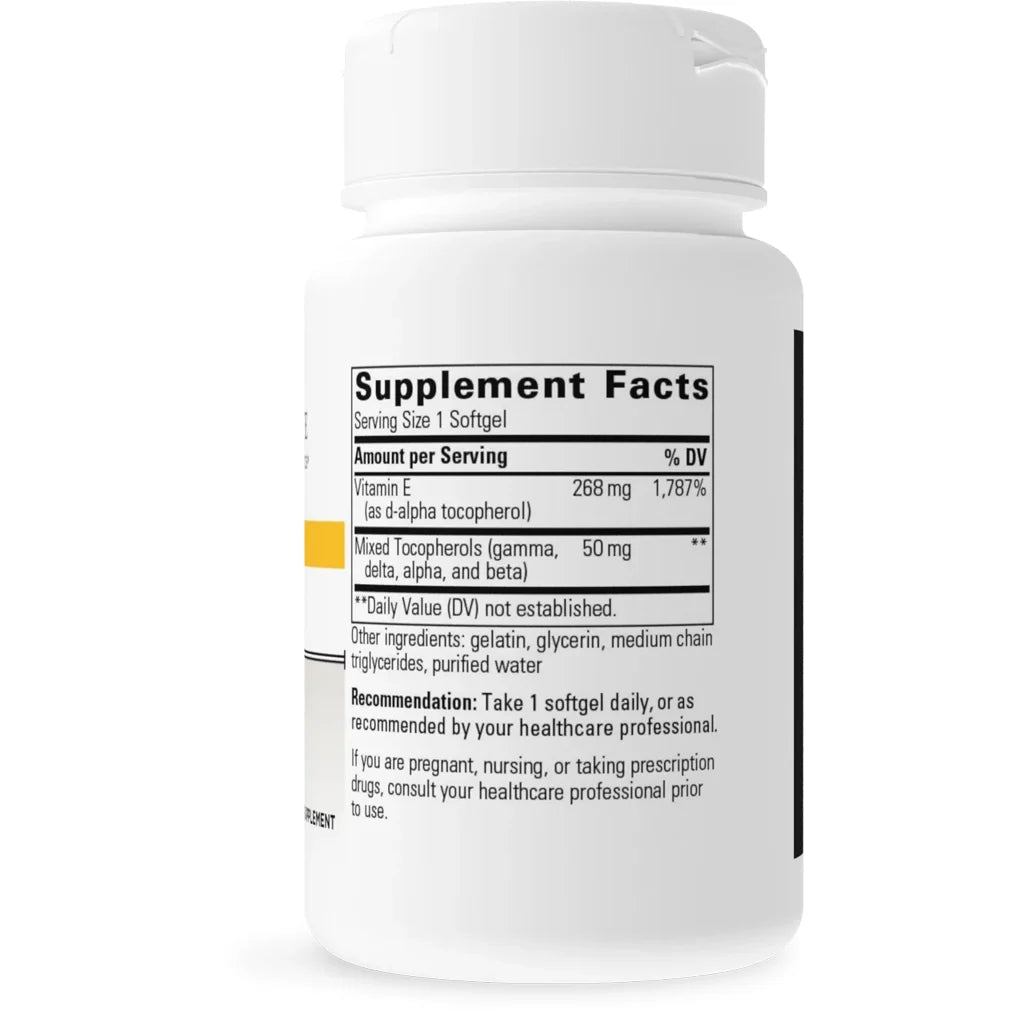 Integrative Therapeutics Vitamin E 400 IU 60 softgels supplement facts