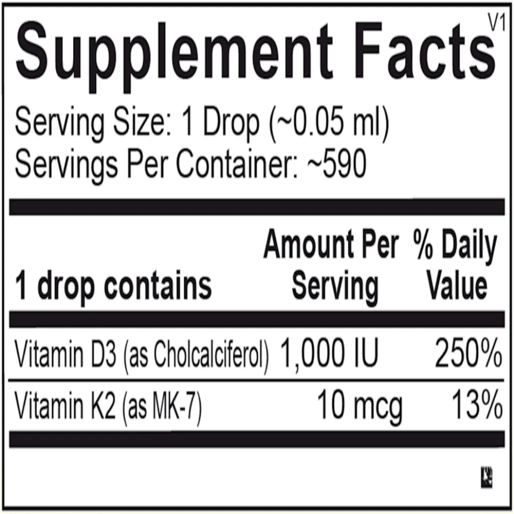 Liquid Vitamin D3 with K2 by 
Ortho Molecular Product