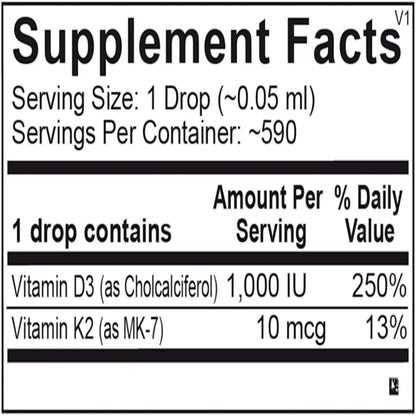 Liquid Vitamin D3 with K2 by 
Ortho Molecular Product