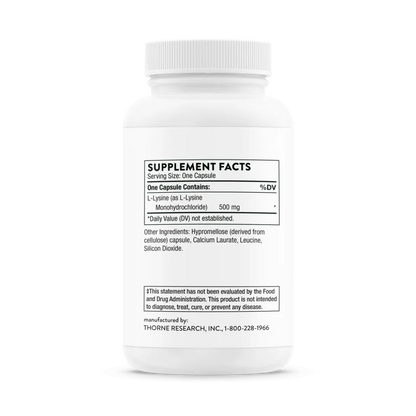Thorne Lysine 60 caps supplement facts