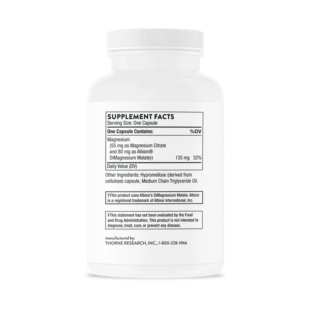 Thorne Magnesium Citramate 90 vegcaps supplement facts