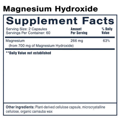 Quicksilver Scientific Magnesium Hydroxide Capsules 120 caps supplements facts