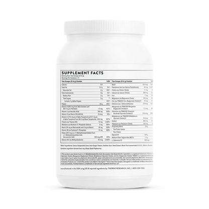 Thorne MediClear-SGS Chocolate Flavored 38.2 oz supplement facts