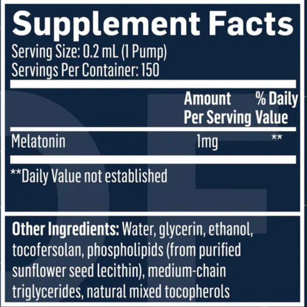 QuickSilver Scientific Melatonin 1 mg 1 oz supplement facts