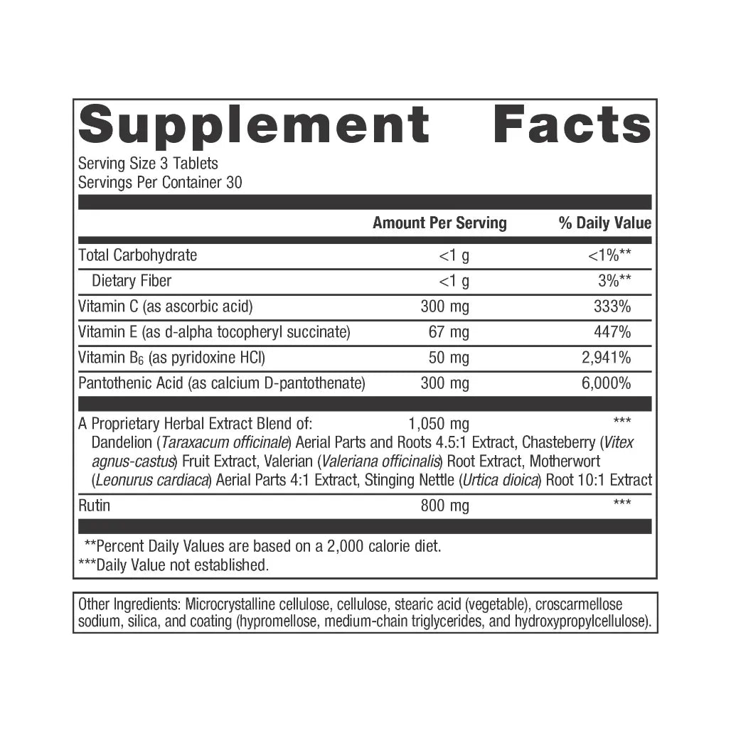 Metagenics Fem EstroPlex 90 Tablets supplement facts