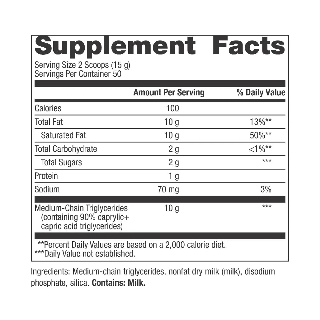 Helps to increase ketone production†* featuring MCT oil concentrated to 90% C8 + C10