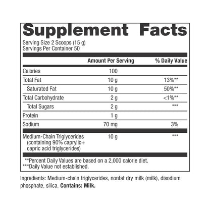 Helps to increase ketone production†* featuring MCT oil concentrated to 90% C8 + C10