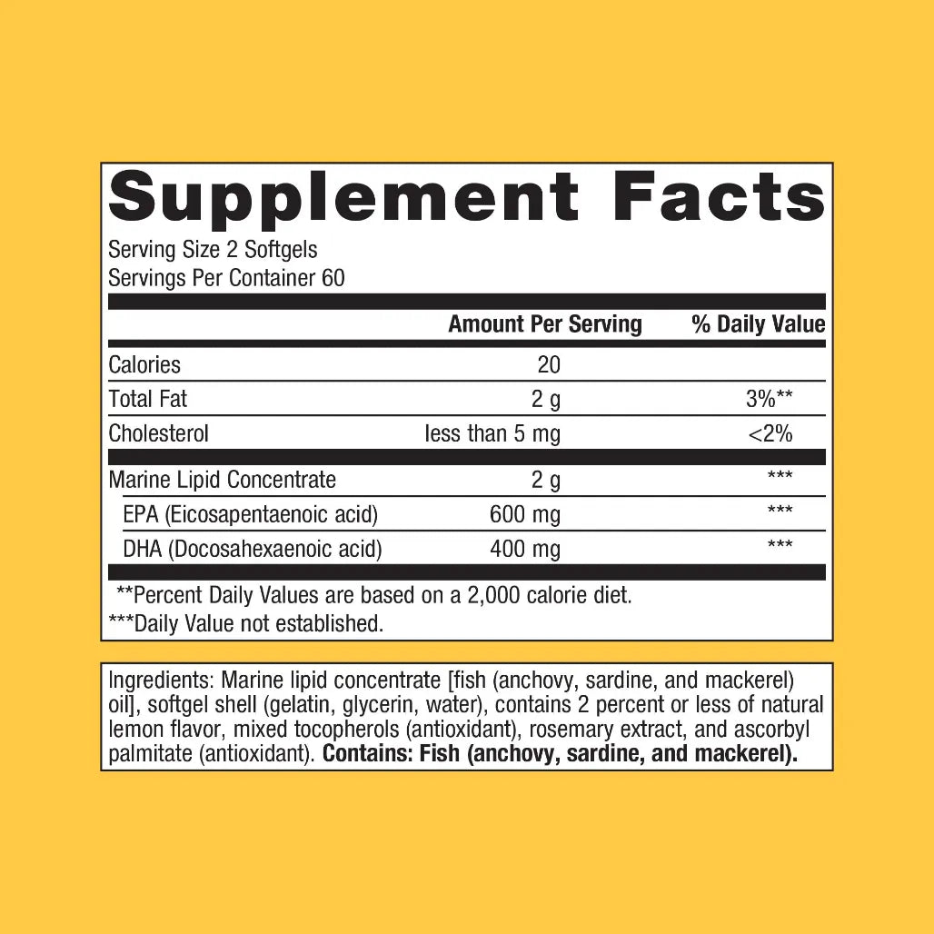 Metagenics OmegaGenics EPA-DHA 500 Enteric supplement facts