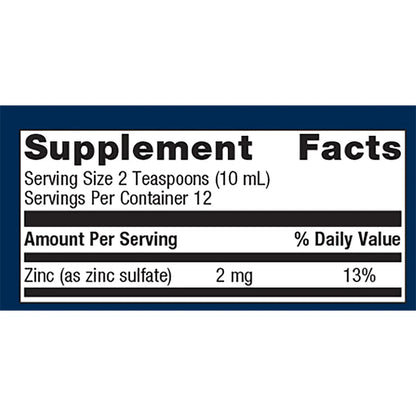 Metagenics Zinc-Tally Test Supplement Facts
