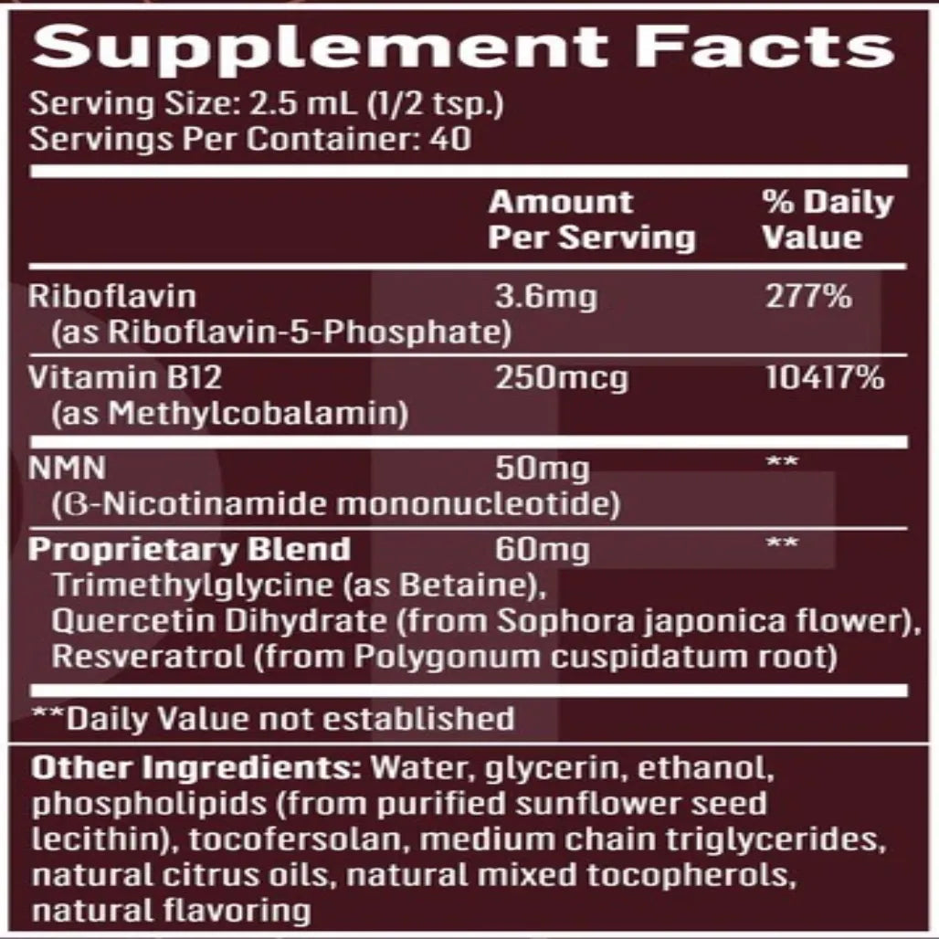 QuickSilver Scientific NAD+ Platinum Ingredients