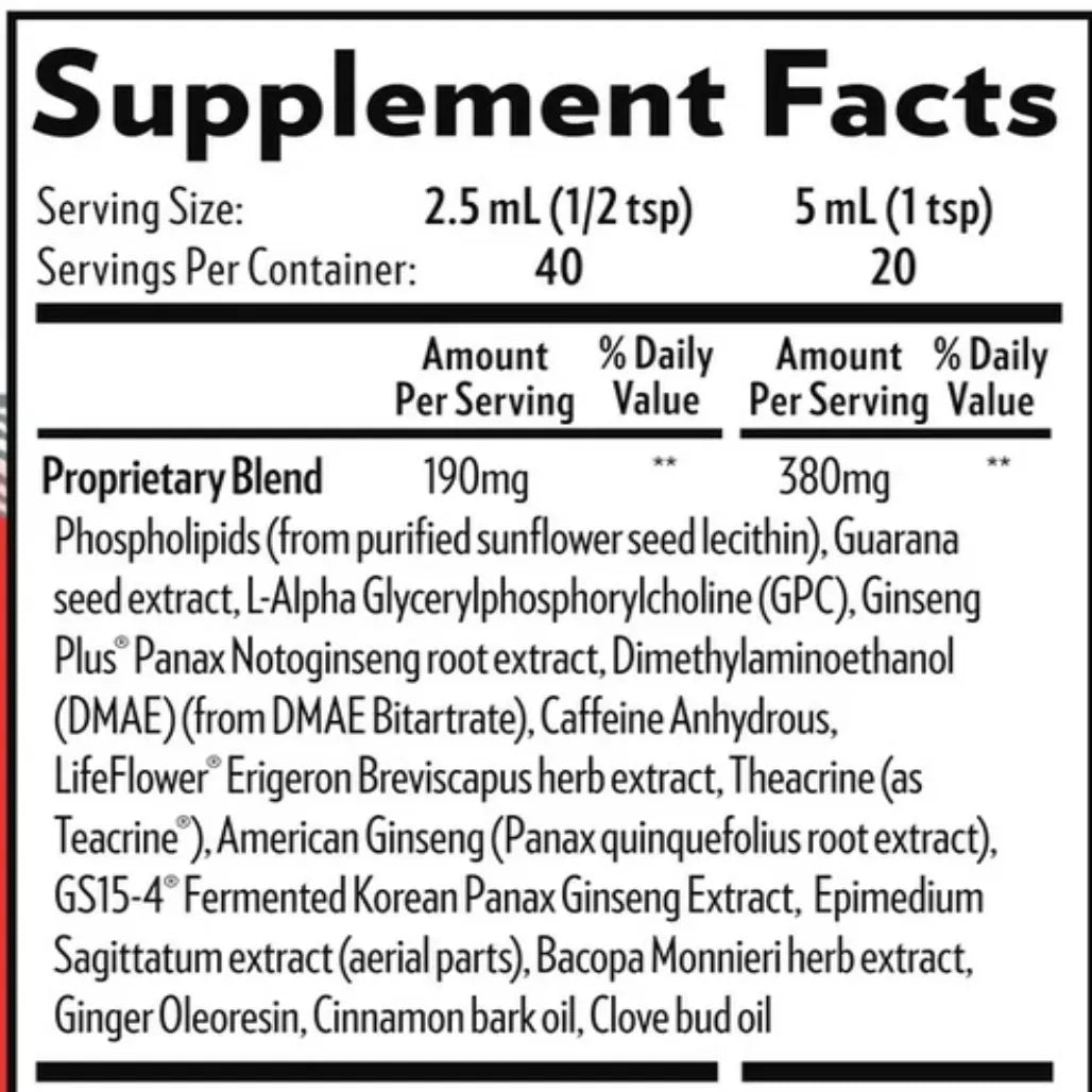 QuickSilver Scientific NanoFuel Nootropic Formula Ingredients