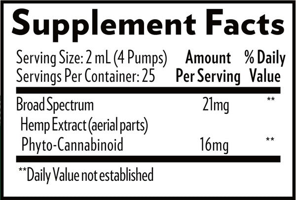 QuickSilver Scientific Nanoemulsified Broad Spectrum Hemp Extract 1.7 oz supplement facts