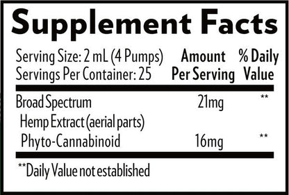 QuickSilver Scientific Nanoemulsified Broad Spectrum Hemp Extract 1.7 oz supplement facts