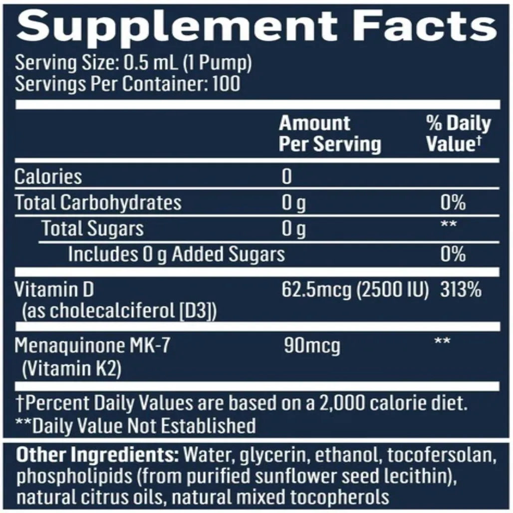 QuickSilver Scientific Nanoemulsified Vitamin D3-K2 Ingredients