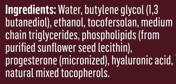 Quicksilver Scientific Nanoformulated Progesterone+ 1 oz supplement facts