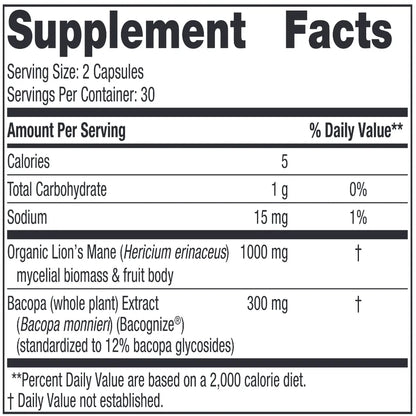 ingredients Nordic Naturals Cognition Mushroom Complex - Support Immune Health